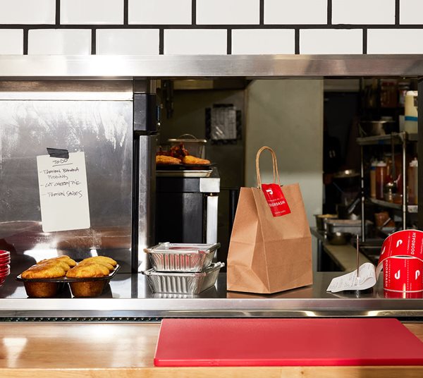 DoorDash at restaurant counter